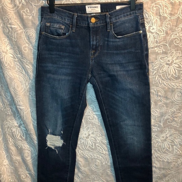 Frame Medium Wash Ankle Slim Boyfriend Jeans 25 - Picture 4 of 8